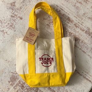 Trader Joe's Yellow and Cream Canvas Tote